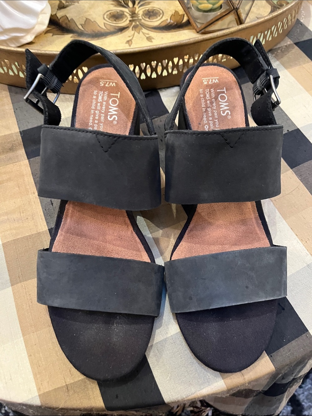 Toms Grey Two-Band Slingback Sandals